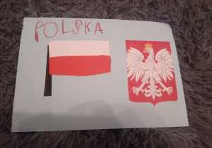 Flaga i godło Polski wyklejona z gotowych elementów