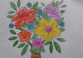 Bukiet narysowanych kwiató